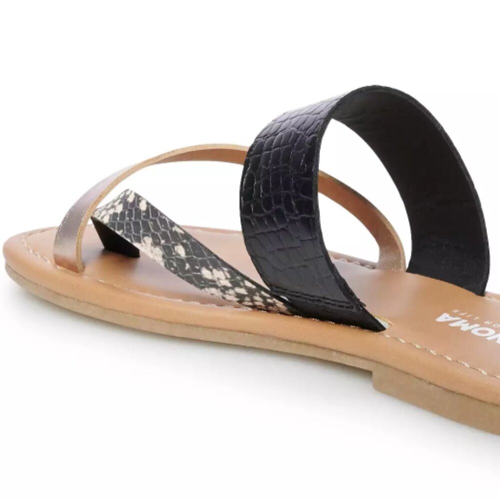 Sonoma Goods For Life Dalmatian Women's Toe Thong Sandals, Size: XL (11), Black - Picture 3 of 4